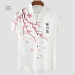 Chemise japonaise épurée avec motifs de fleurs de cerisiers