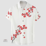 Chemise Japonaise Fleurs Rouges élégante et colorée