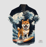 Chemise à motif canin style japonais