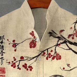 Chemise japonaise avec motif de poulpe et fleurs de cerisier