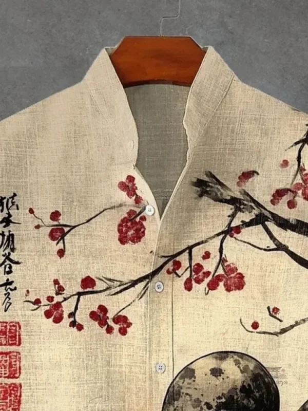 Chemise japonaise avec motif de poulpe et fleurs de cerisier