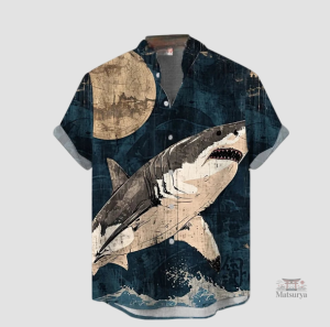 Chemise Japonaise à motifs de requin, style unique