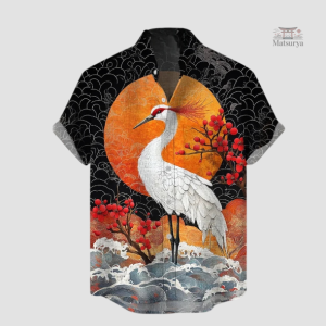 Chemise d'inspiration hawaïenne avec design japonais