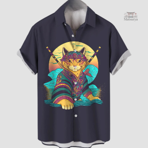 Chemise japonaise avec motifs culturels raffinés