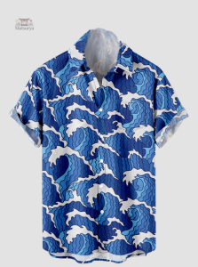 Chemise japonaise avec motif de vagues emblématiques