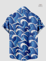 Mode japonaise : chemise avec motif Vague de Kanagawa