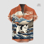 Chemise japonaise avec motif paysage japonais