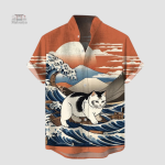 Chemise élégante aux motifs traditionnels japonais