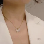 Collier élégant en cristal, style japonais papillon