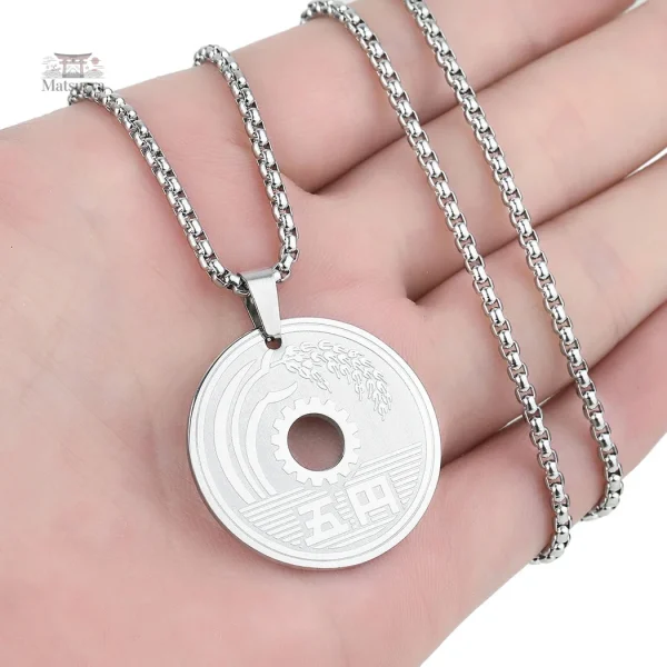Monnaie porte-bonheur, collier japonais unique et raffiné