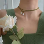 Collier perle cristal muguet japonais