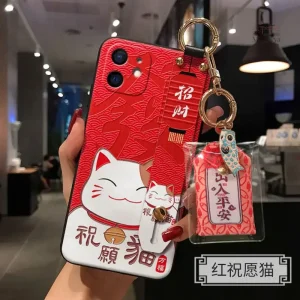 Coque de téléphone chat japonaise pour iPhone