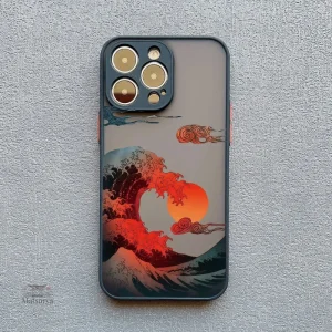 Coque de téléphone iPhone Kanagawa bleue japonaise
