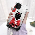 Coque de téléphone iPhone avec design chat samouraï japonais
