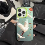 Coque de téléphone design japonais avec des grues stylisées