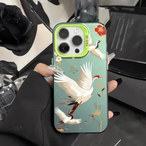 Coque de téléphone design japonais avec des grues stylisées