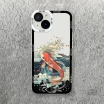 Coque iPhone design japonais avec motifs de poissons colorés