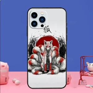 Coque de téléphone avec motif renard japonais pour iPhone