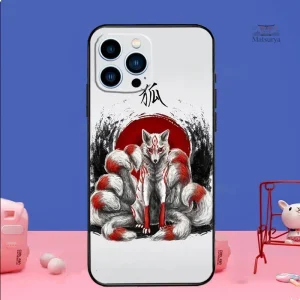 Accessoire iPhone inspiré de la culture japonaise, renard neuf queues
