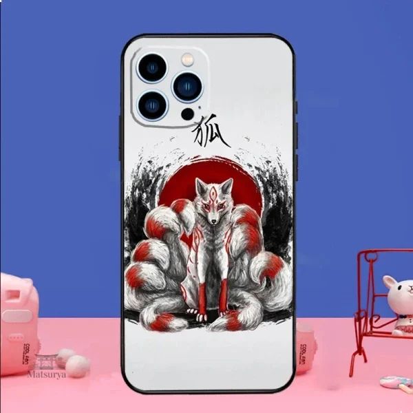 Coque japonaise pour iPhone, illustration de renard mythique