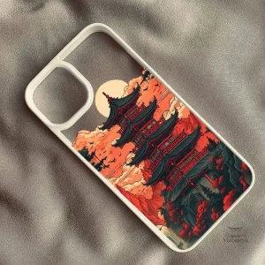 Coque de téléphone japonaise avec motif de temple