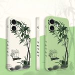 Coque en bambou pour iPhone au motif traditionnel