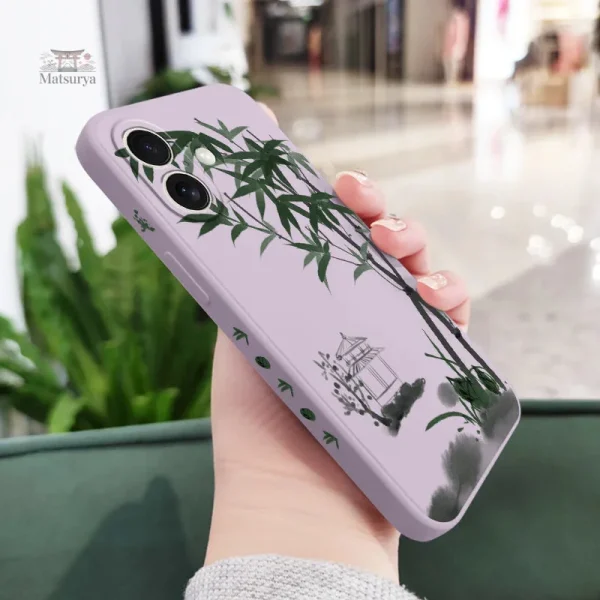 Coque iPhone en bambou avec motifs japonais