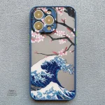 Coque Japonaise Bleue Kanagawa Sakura pour iPhone