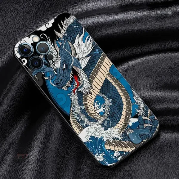 Coque de téléphone japonaise souple et noire pour iPhone