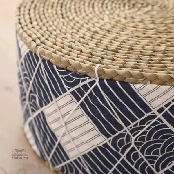 Coussin de méditation en style japonais, couleur bleue