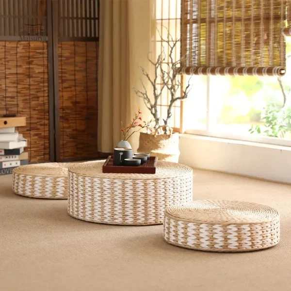 coussin-japonais-en-paille-tissee-beige-1 Coussin Japonais en Paille Tissée Beige