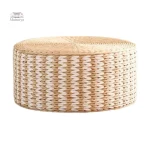 Coussin Beige en Paille Tissée, style Japonais