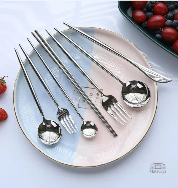 Couverts japonais de luxe en acier inoxydable