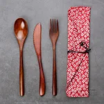 Couverts en bois japonais avec sac de rangement