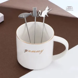Cuillère à café en forme de chat, vaisselle japonaise