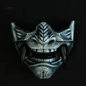 Masque demi visage démon avec motifs japonais