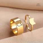 Bague Japonaise en inox avec motif de chat