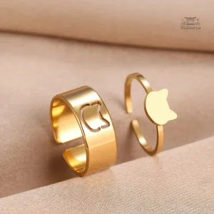 Bague Japonaise en inox avec motif de chat