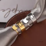 Bague Chat, style japonais, finition inox
