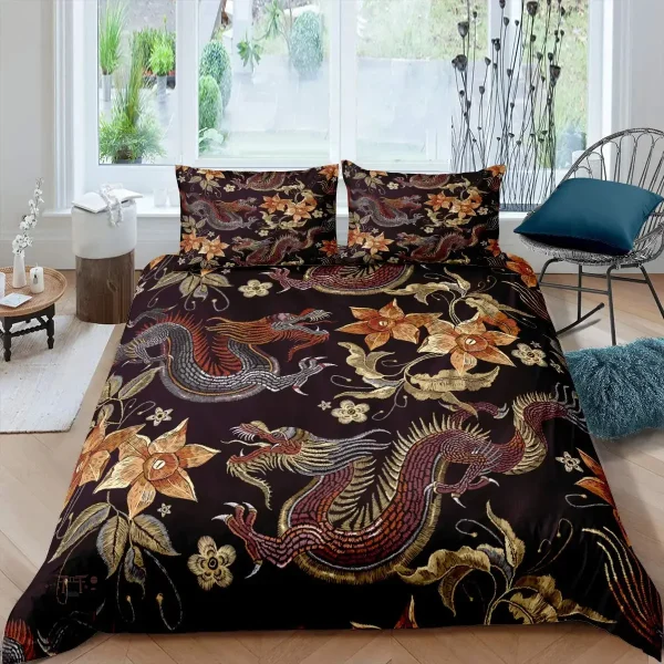 Futon décoratif japonais, motif de dragon