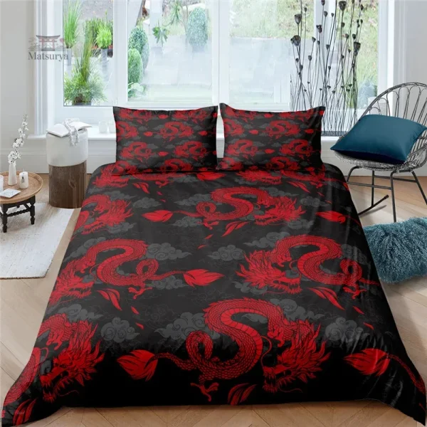 Literie japonaise dragon, touche artistique pour chambre