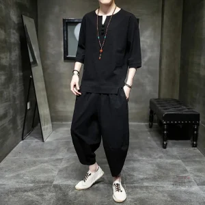 Pantalon Japonais en Coton avec T-shirt assorti