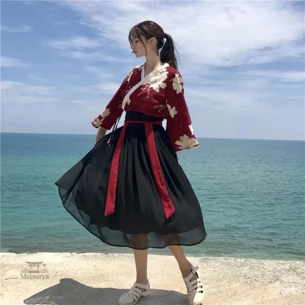 ensemble-robe-japonaise-femme-1 Ensemble Robe Japonaise Femme en tissu traditionnel