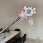 Accessoire en bois japonais pour cheveux, style floral