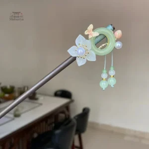 Épingle à cheveux artisanale, design floral japonais