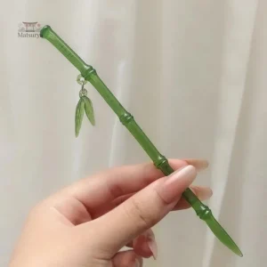 Épingle à cheveux japonaise en bambou et verre