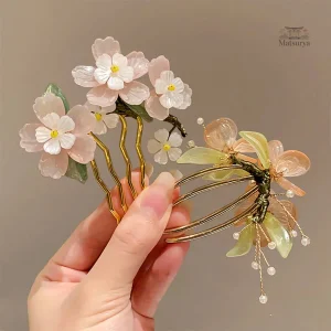 Épingle à cheveux japonaise fleurie