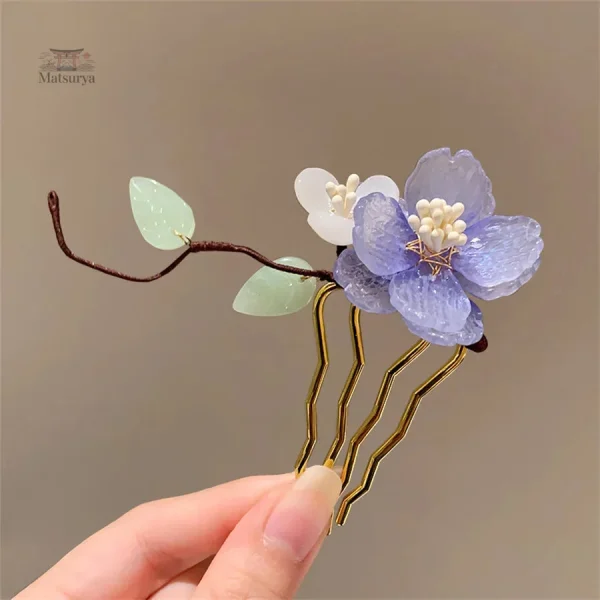 Épingle à cheveux japonaise pour un look floral