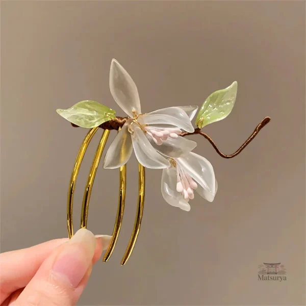 Épingle à cheveux avec fleurs pour style japonais