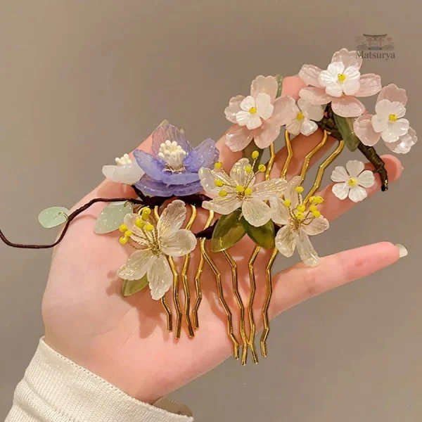 Accessoire floral pour cheveux japonais
